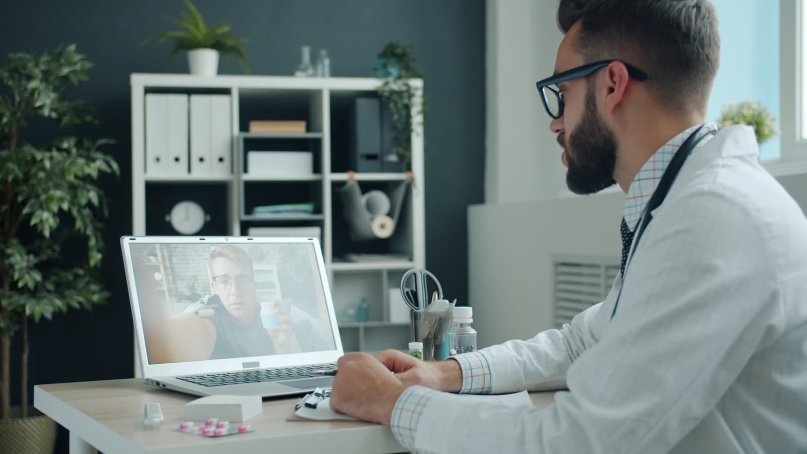 A patient joining an online doctor consultation